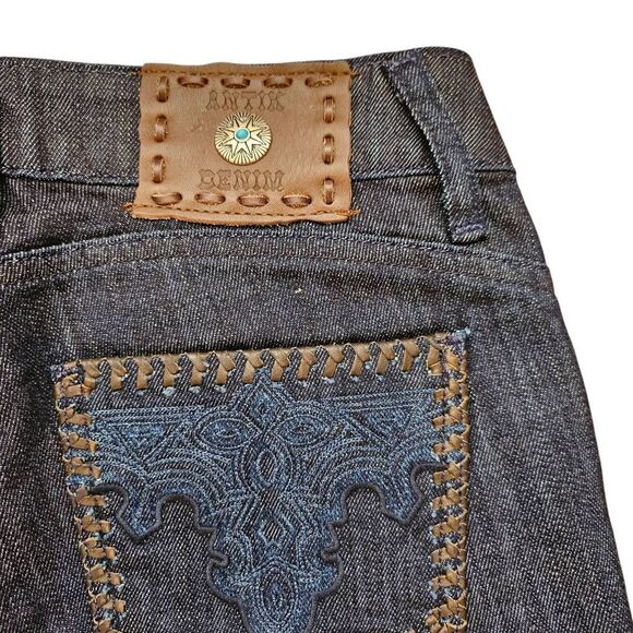 y2k vintage western leather-accent jeans - Picture 3 of 6